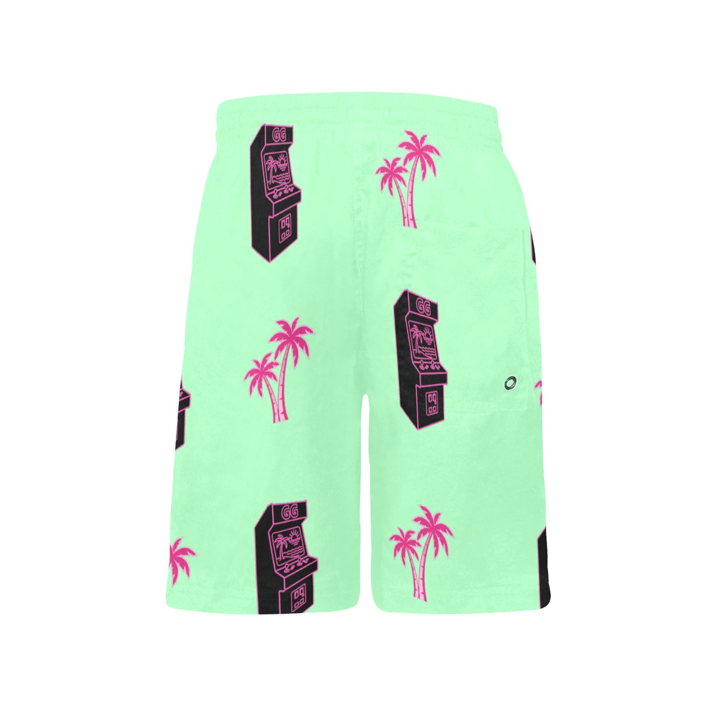 Retro Neon Palm Tree Arcade Shorts for Boys