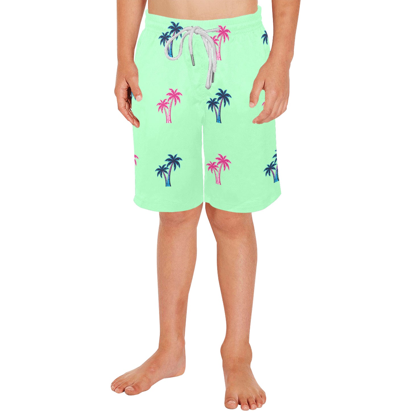 Neon Cotton Candy Pink and Blue Palm Tree Shorts for Boys