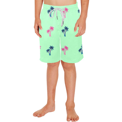 Neon Cotton Candy Pink and Blue Palm Tree Shorts for Boys