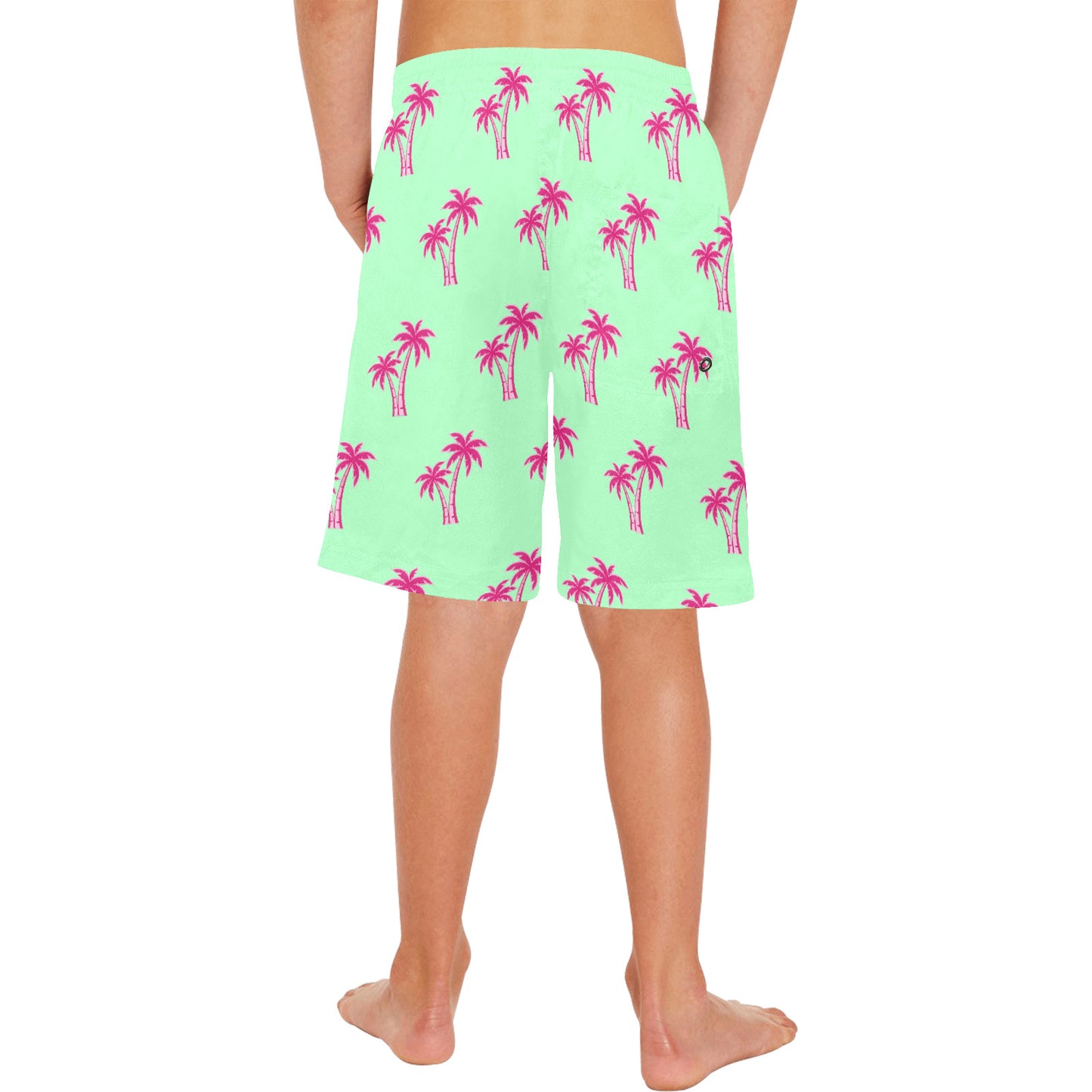 Neon Cotton Candy Pink Palm Tree Beach Shorts for Boys