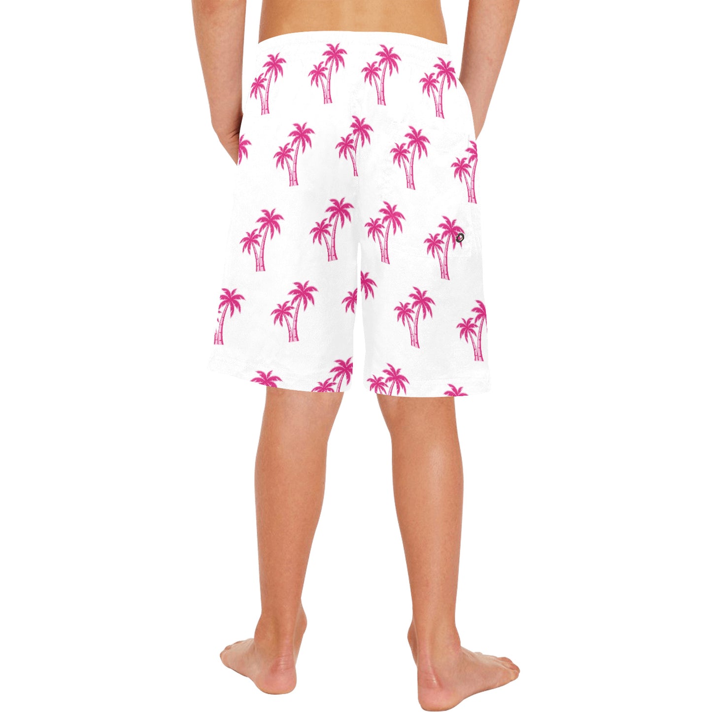 Neon Cotton Candy Pink Palm Tree Beach Shorts for Boys
