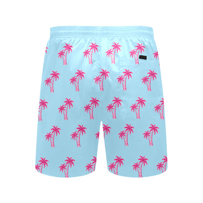 Neon Cotton Candy Pink Palm Tree Beach Shorts for Men