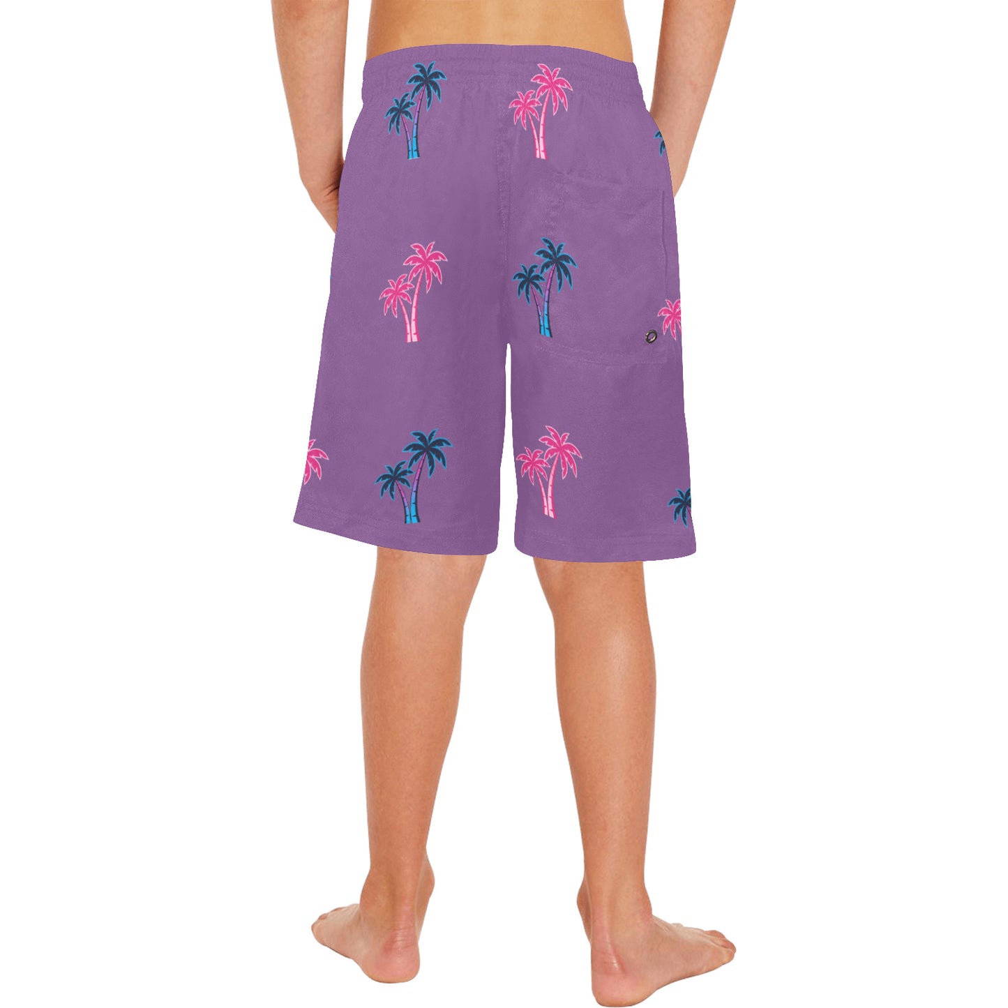 Neon Cotton Candy Pink and Blue Palm Tree Shorts for Boys