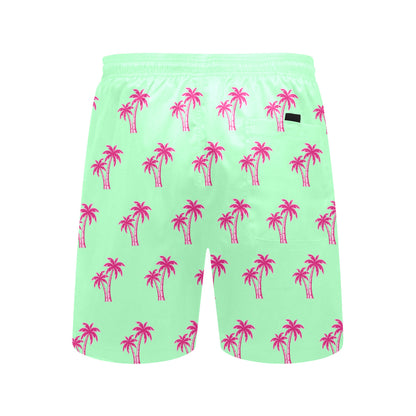 Neon Cotton Candy Pink Palm Tree Beach Shorts for Men