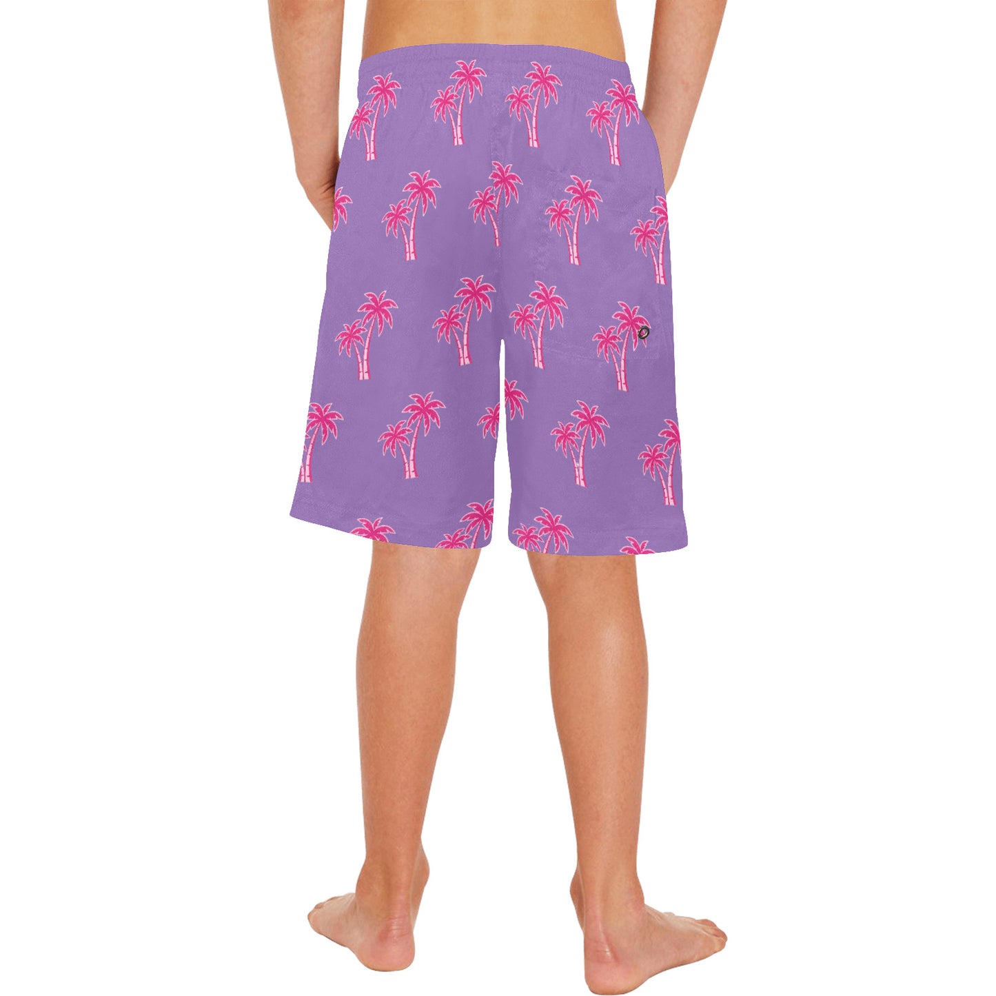 Neon Cotton Candy Pink Palm Tree Beach Shorts for Boys