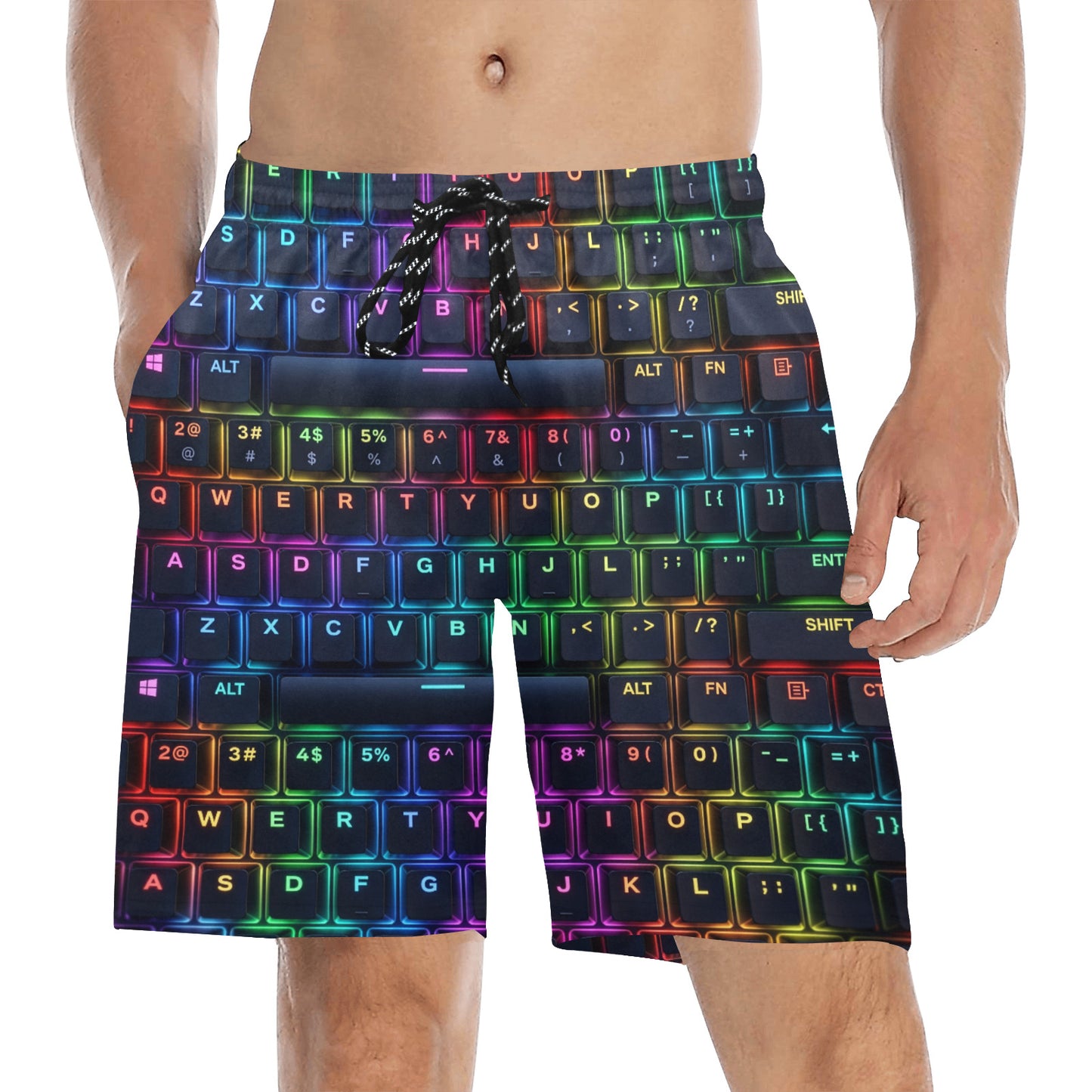 Neon RGB Keyboard PC Gamer Beach Shorts for Men