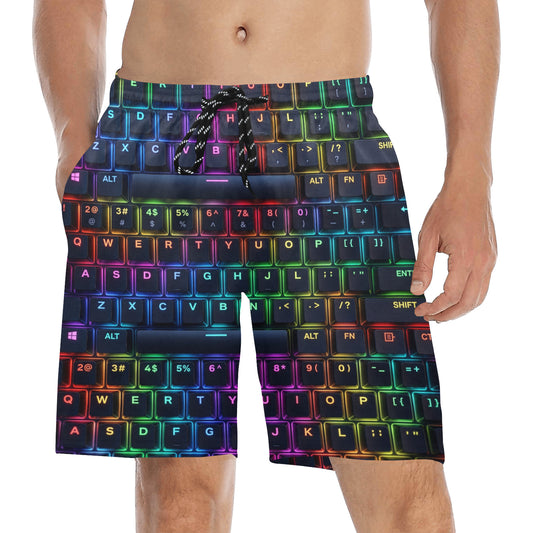 Neon RGB Keyboard PC Gamer Beach Shorts for Men