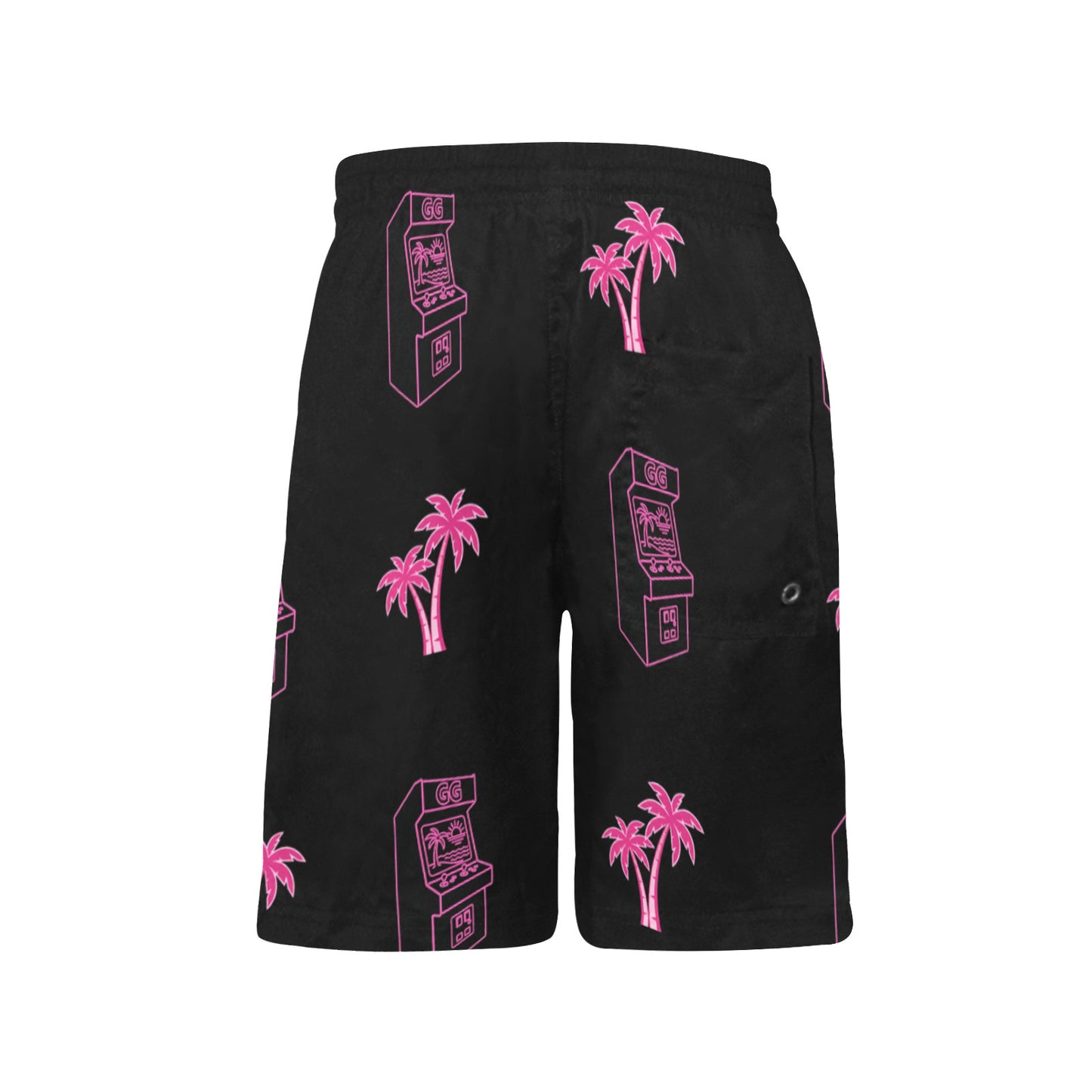 Retro Neon Palm Tree Arcade Shorts for Boys