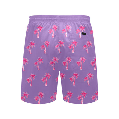 Neon Cotton Candy Pink Palm Tree Beach Shorts for Men