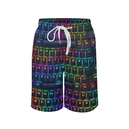 Neon RGB Keyboard PC Gamer Beach Shorts for Boys