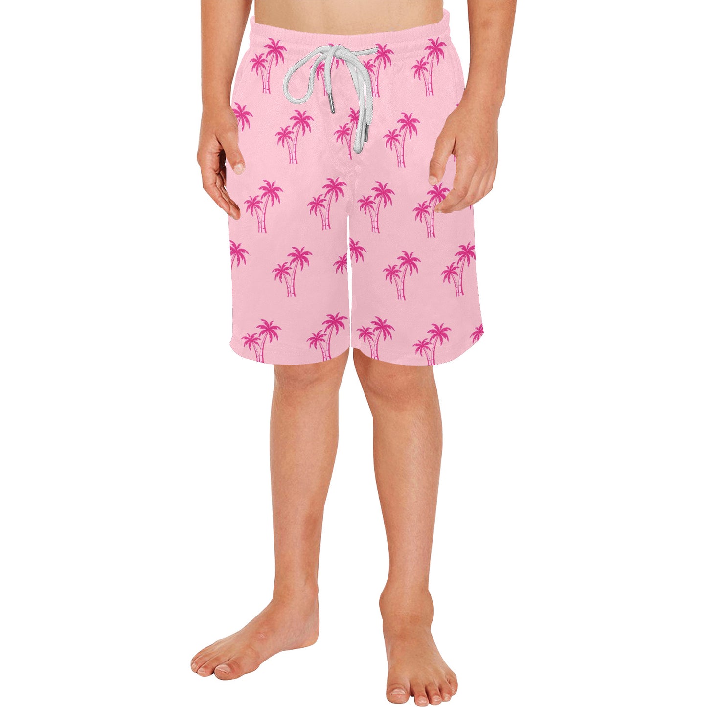 Neon Cotton Candy Pink Palm Tree Beach Shorts for Boys