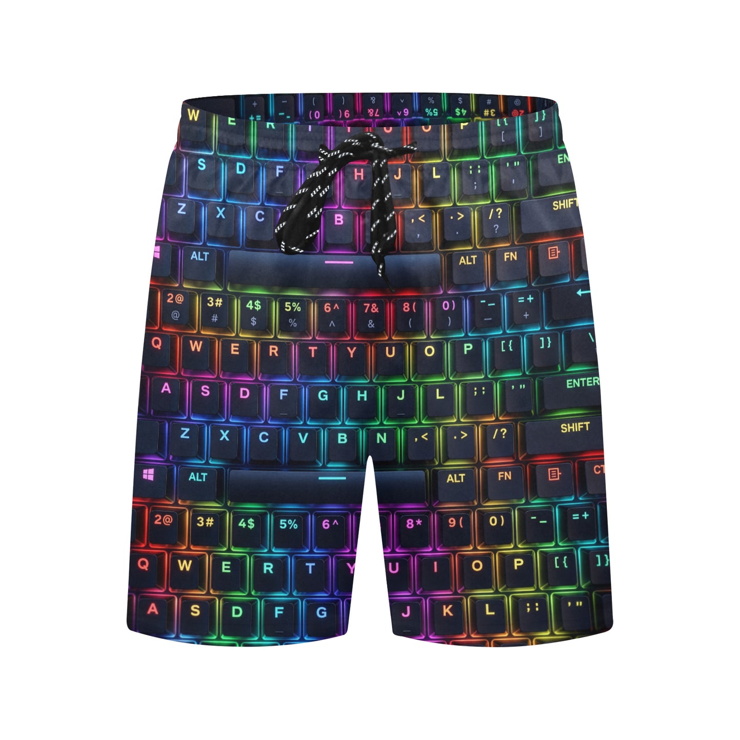 Neon RGB Keyboard PC Gamer Beach Shorts for Men
