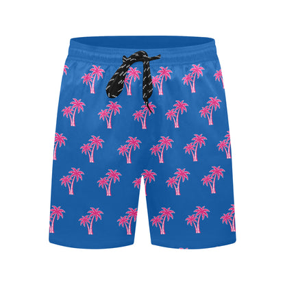 Neon Cotton Candy Pink Palm Tree Beach Shorts for Men