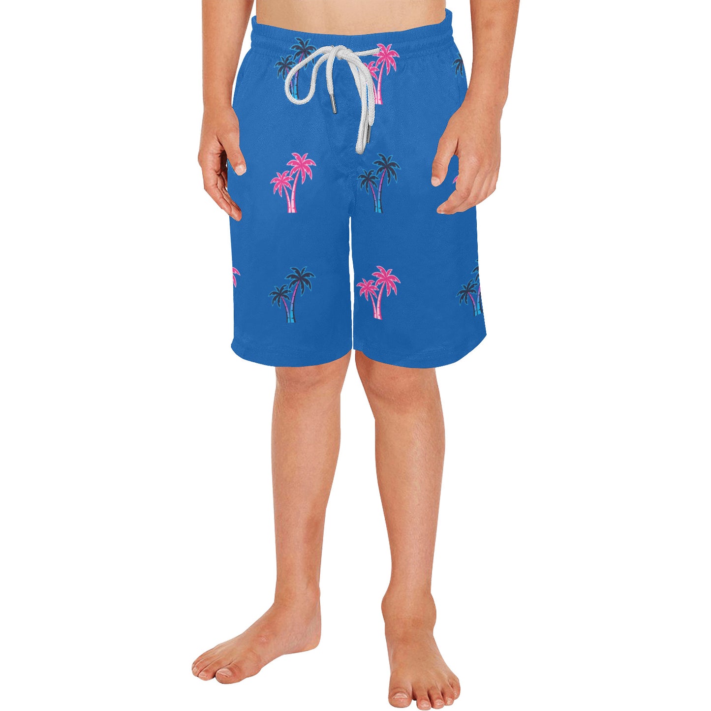 Neon Cotton Candy Pink and Blue Palm Tree Shorts for Boys