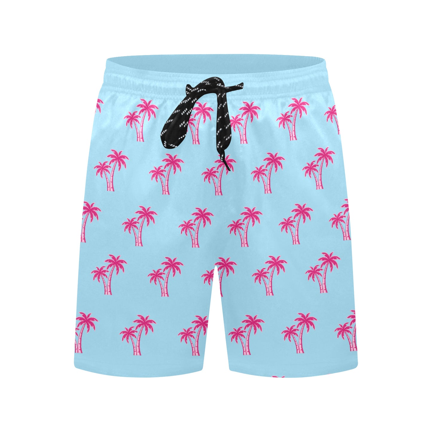 Neon Cotton Candy Pink Palm Tree Beach Shorts for Men