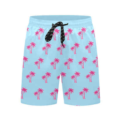 Neon Cotton Candy Pink Palm Tree Beach Shorts for Men