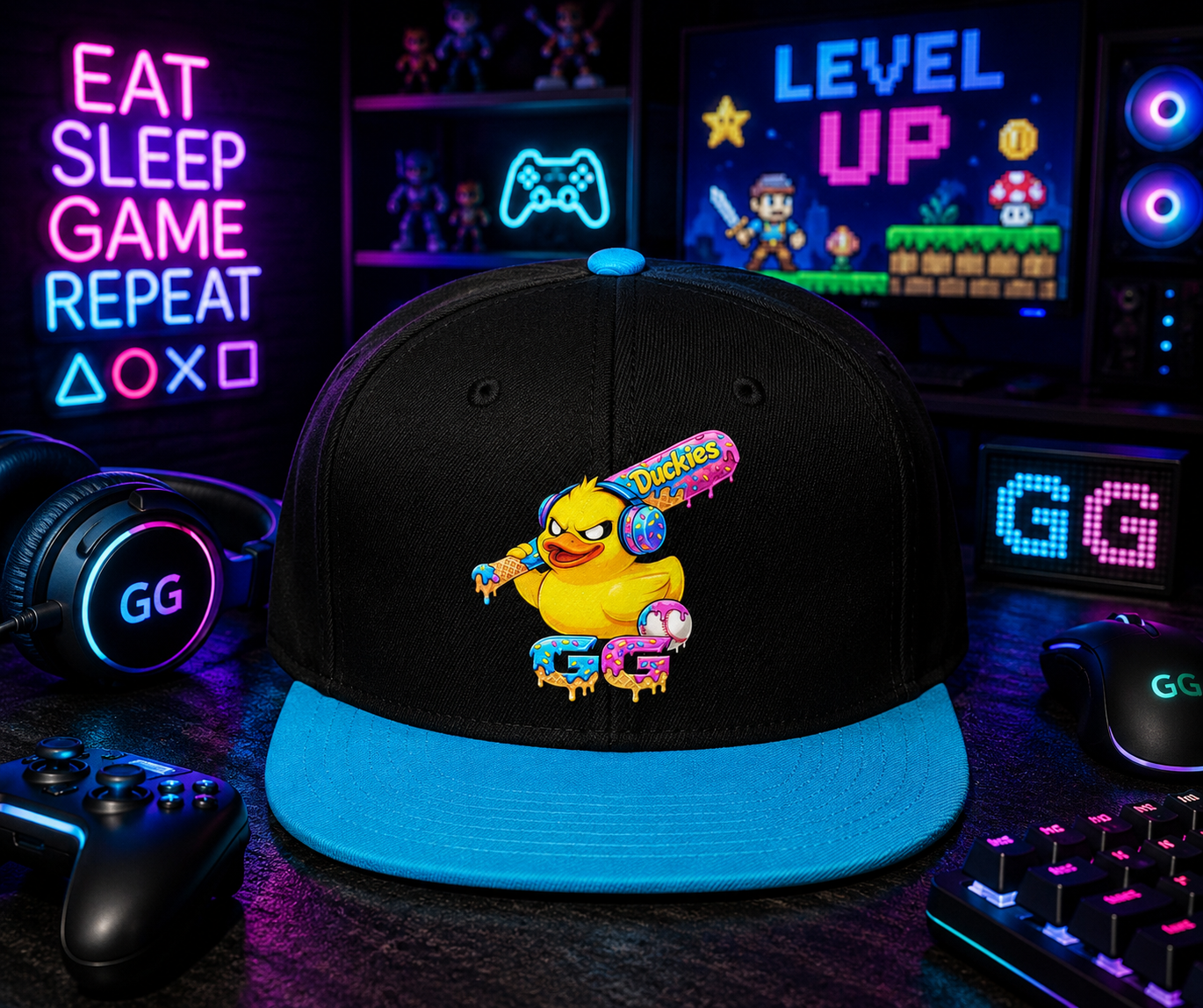Flat BIll Hat GG Duckies Ice Cream Baseball