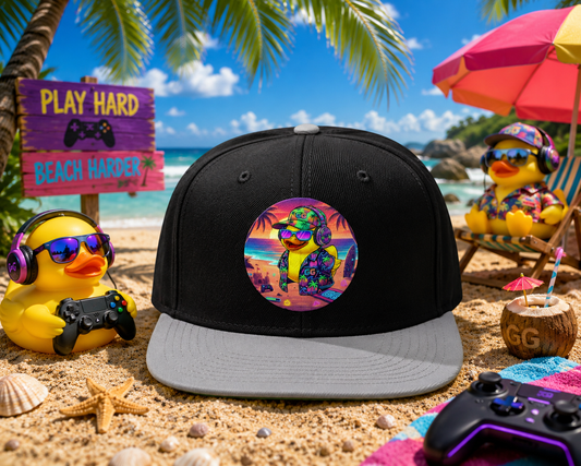 Flat Bill Hat Duckie At The Beach