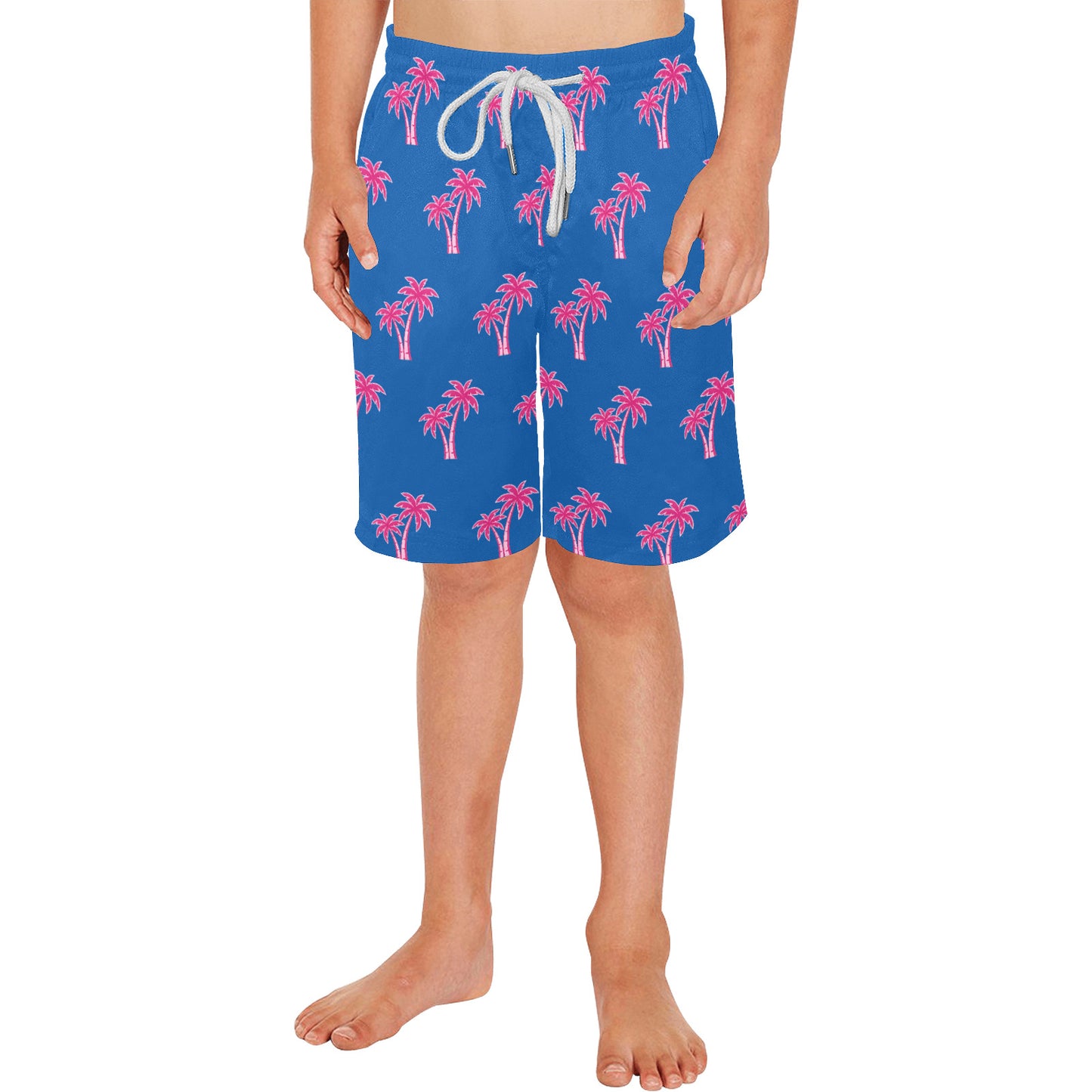 Neon Cotton Candy Pink Palm Tree Beach Shorts for Boys