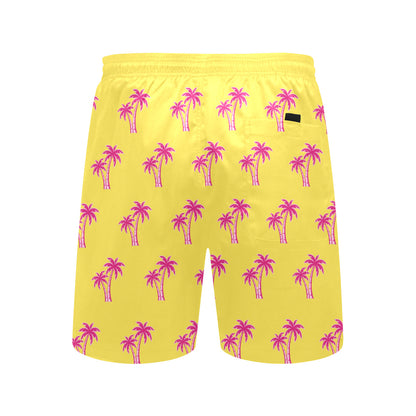 Neon Cotton Candy Pink Palm Tree Beach Shorts for Men