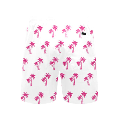 Neon Cotton Candy Pink Palm Tree Beach Shorts for Men