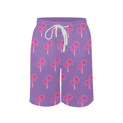 Neon Cotton Candy Pink Palm Tree Beach Shorts for Boys