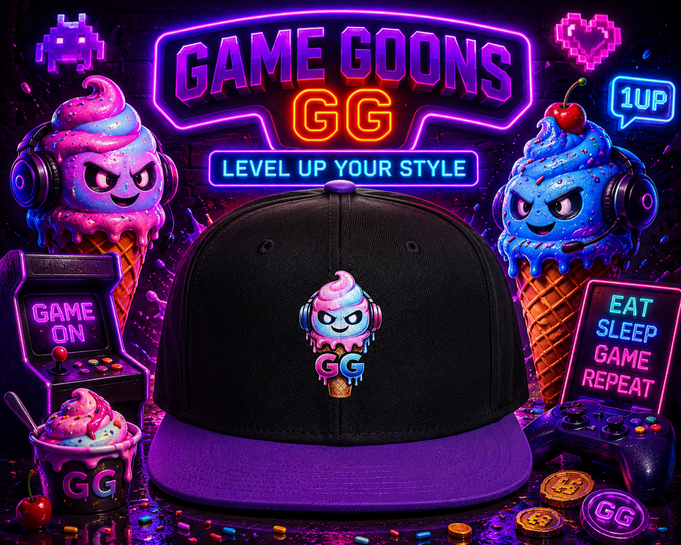 Flat Bill Hat GG Cotton Candy Ice Cream Cone