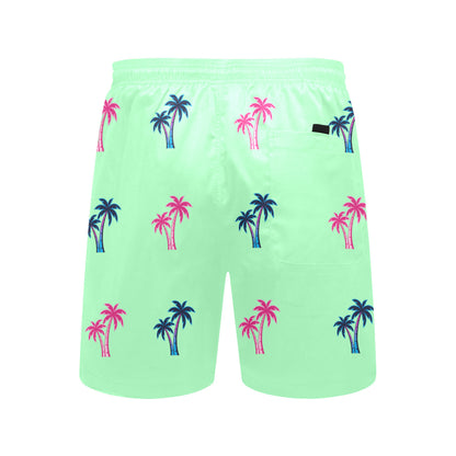 Neon Cotton Candy Pink and Blue Palm Trees Beach Shorts for Men