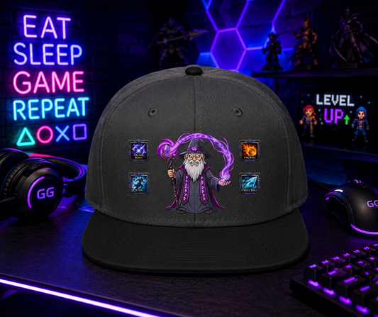 MMORPG Wizard Ability Flat bill Snapback Hat