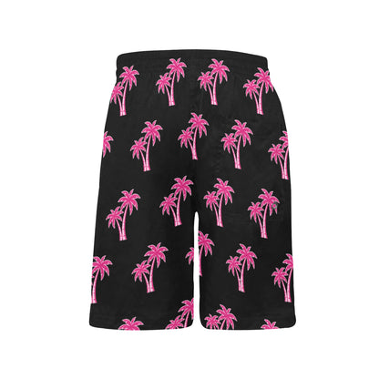 Neon Cotton Candy Pink Palm Tree Beach Shorts for Boys