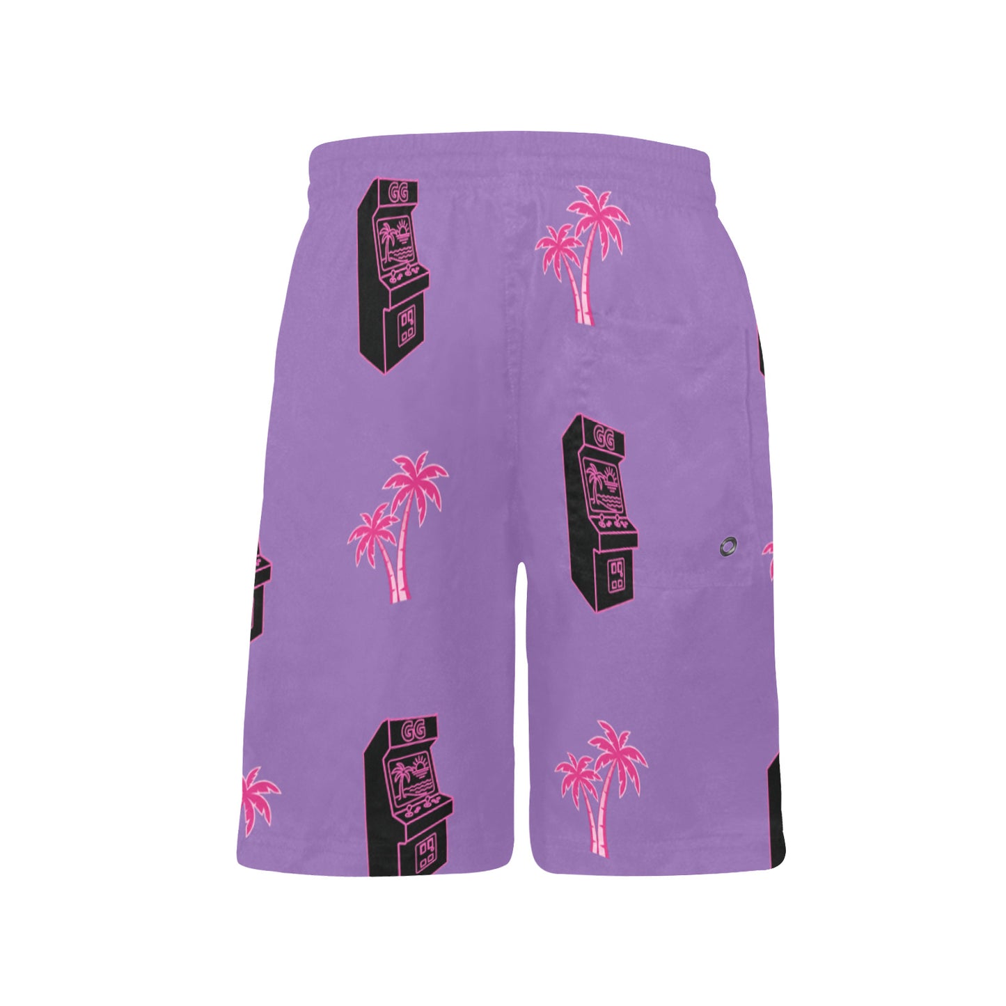 Retro Neon Palm Tree Arcade Shorts for Boys