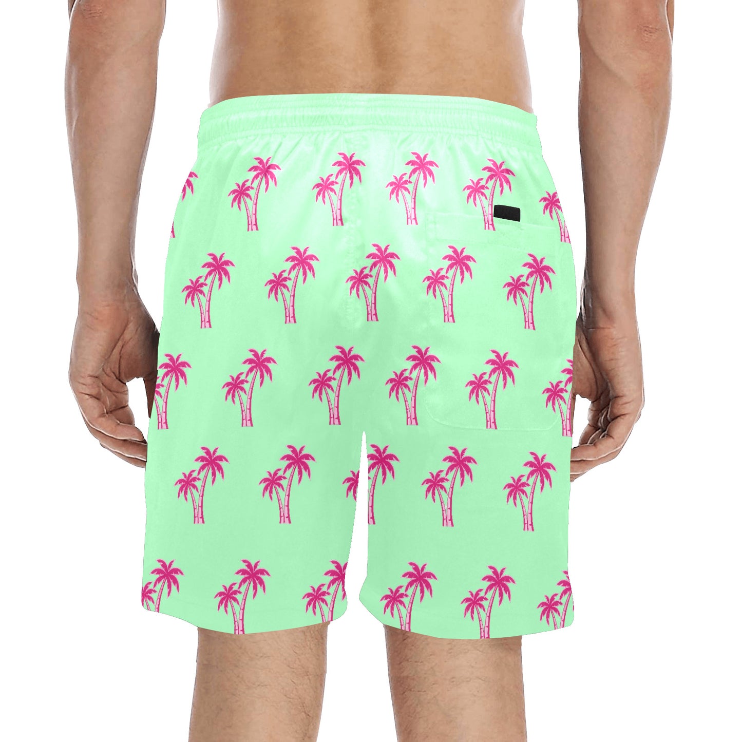 Neon Cotton Candy Pink Palm Tree Beach Shorts for Men