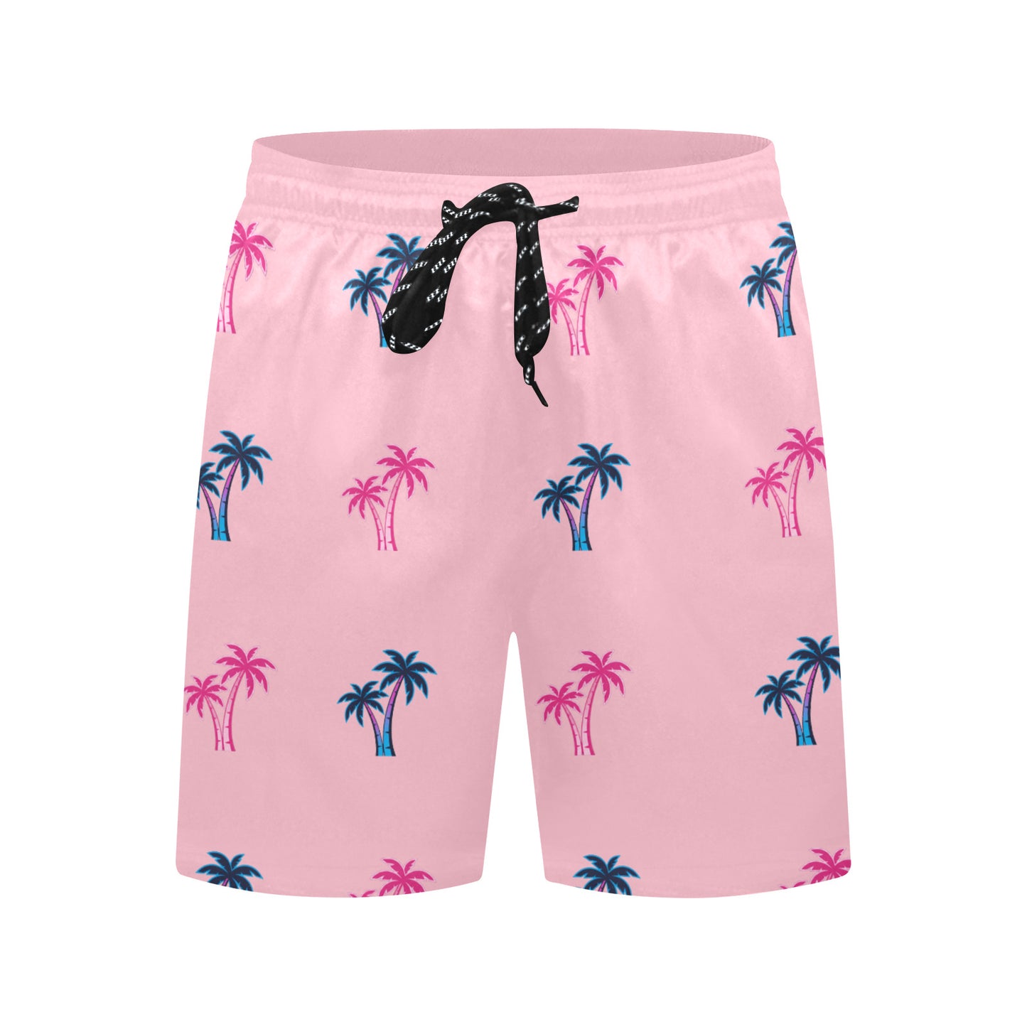 Neon Cotton Candy Pink and Blue Palm Trees Beach Shorts for Men