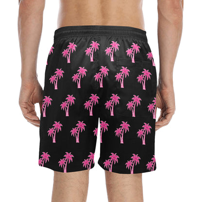 Neon Cotton Candy Pink Palm Tree Beach Shorts for Men
