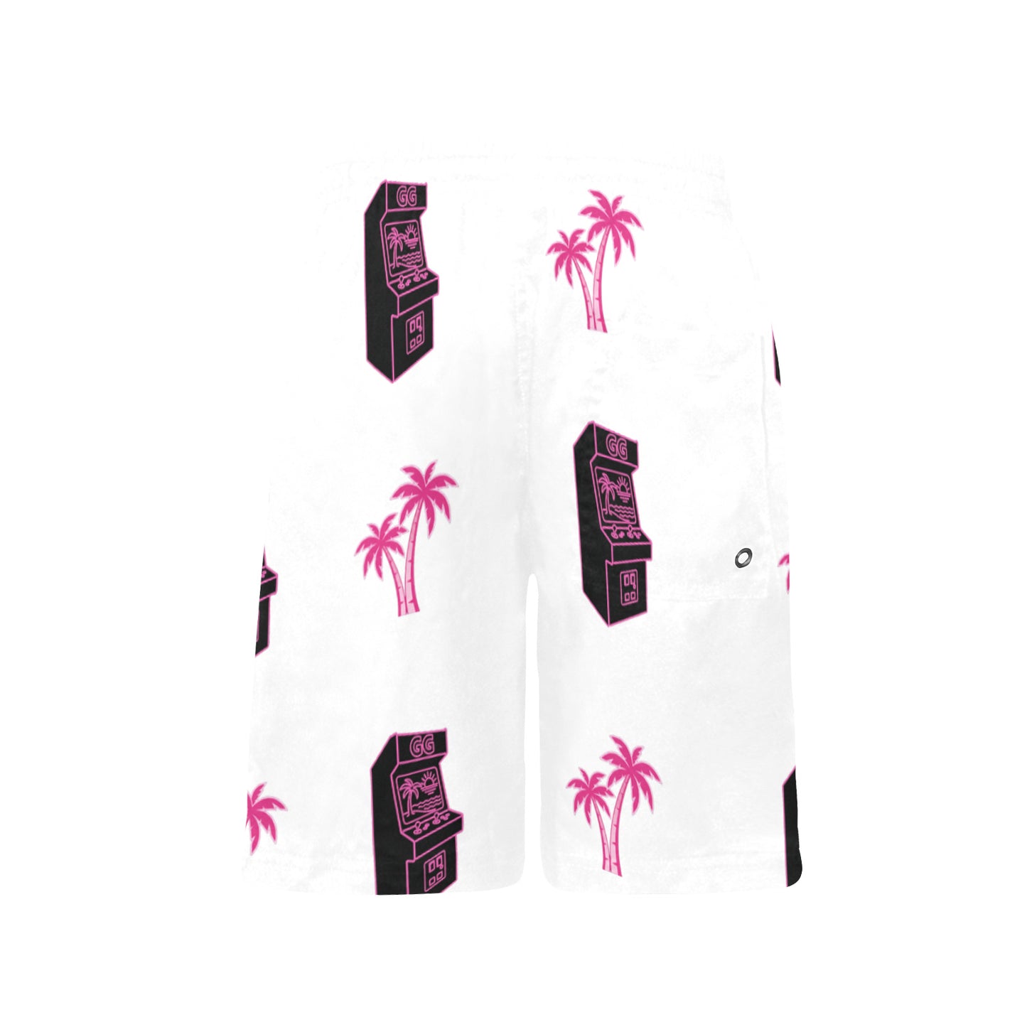 Retro Neon Palm Tree Arcade Shorts for Boys