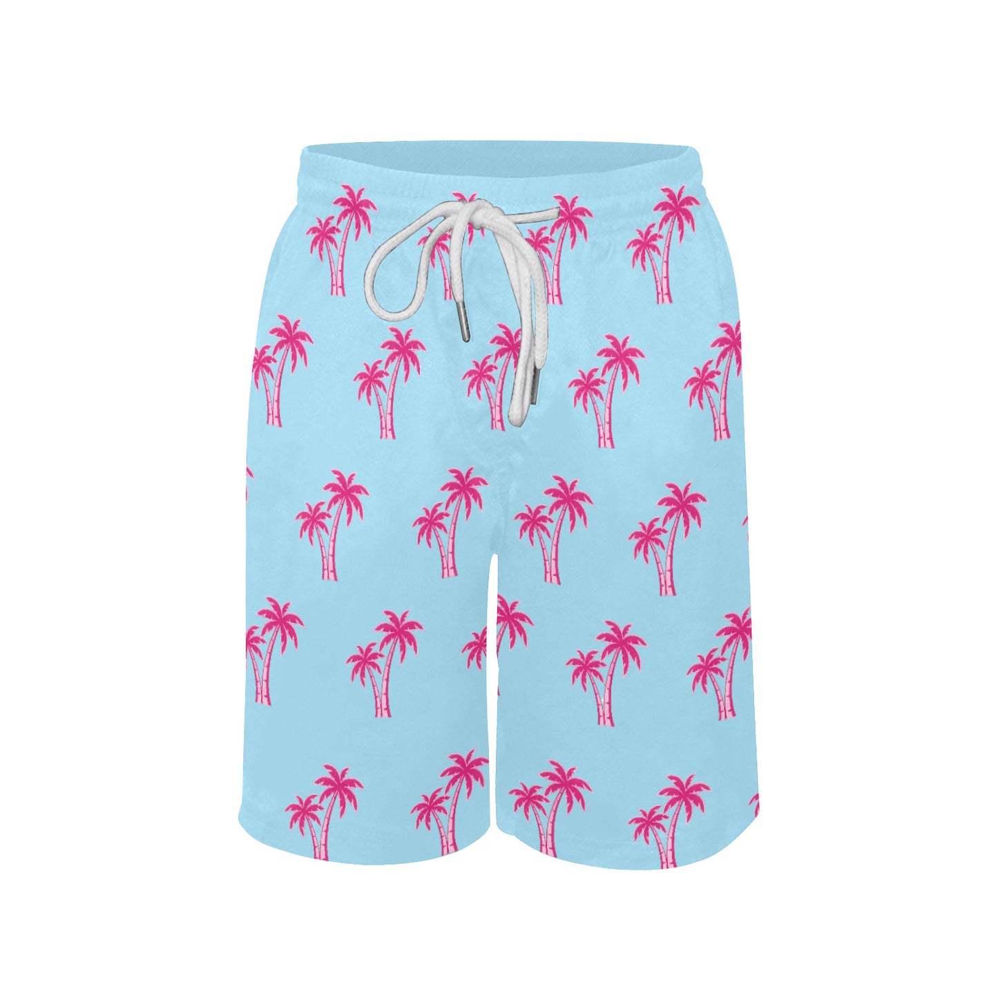 Neon Cotton Candy Pink Palm Tree Beach Shorts for Boys