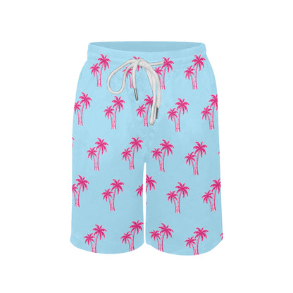 Neon Cotton Candy Pink Palm Tree Beach Shorts for Boys