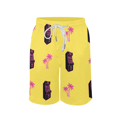 Retro Neon Palm Tree Arcade Shorts for Boys
