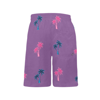 Neon Cotton Candy Pink and Blue Palm Tree Shorts for Boys