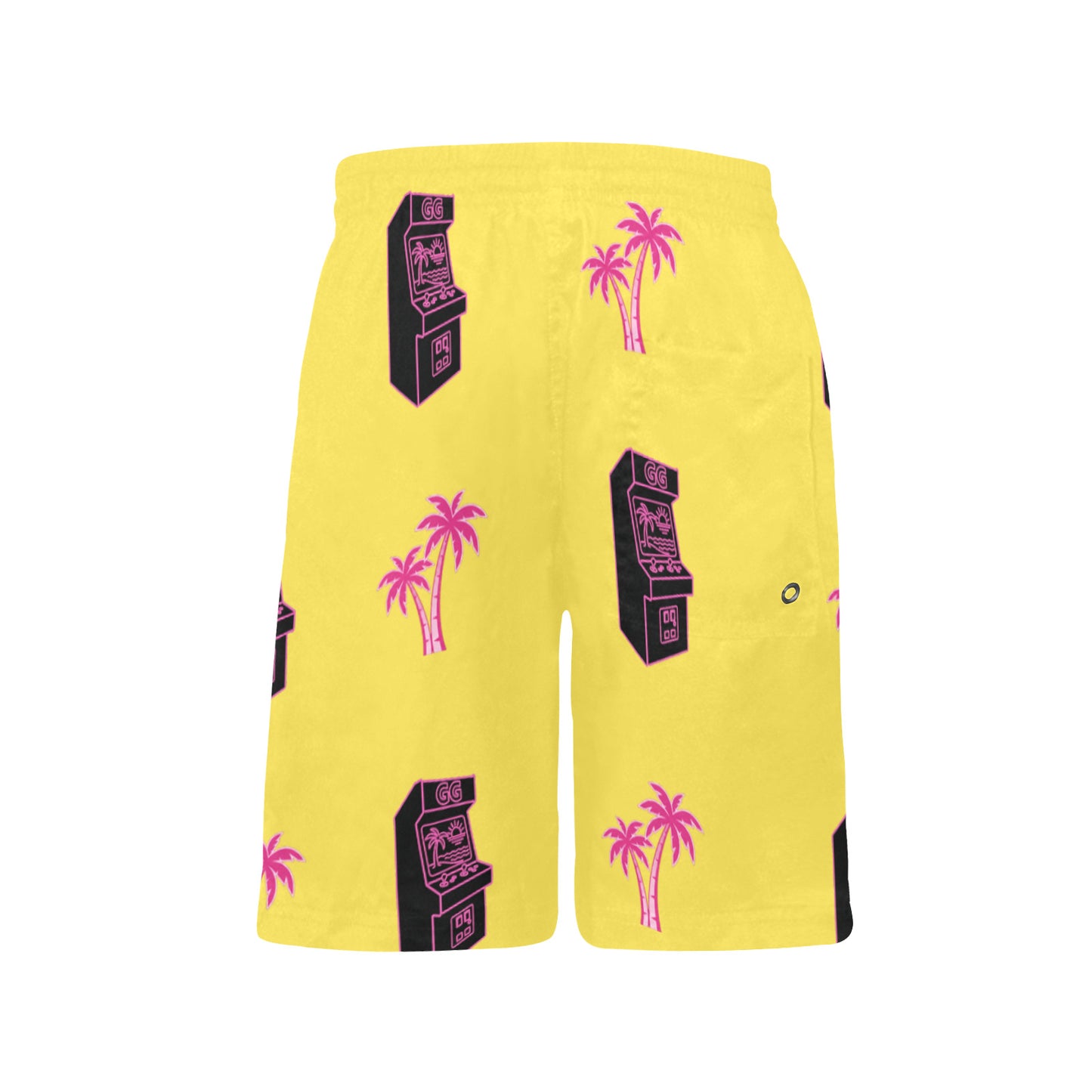 Retro Neon Palm Tree Arcade Shorts for Boys