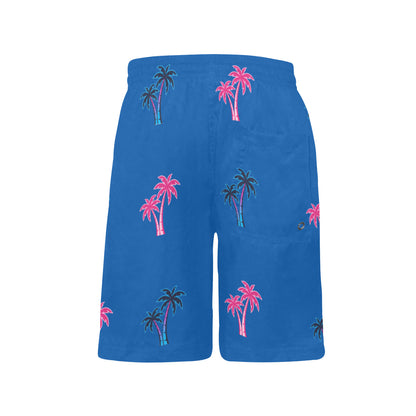 Neon Cotton Candy Pink and Blue Palm Tree Shorts for Boys