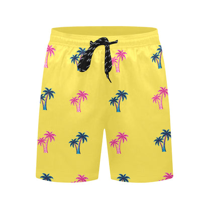 Neon Cotton Candy Pink and Blue Palm Trees Beach Shorts for Men