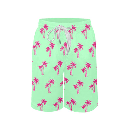 Neon Cotton Candy Pink Palm Tree Beach Shorts for Boys