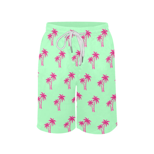 Neon Cotton Candy Pink Palm Tree Beach Shorts for Boys