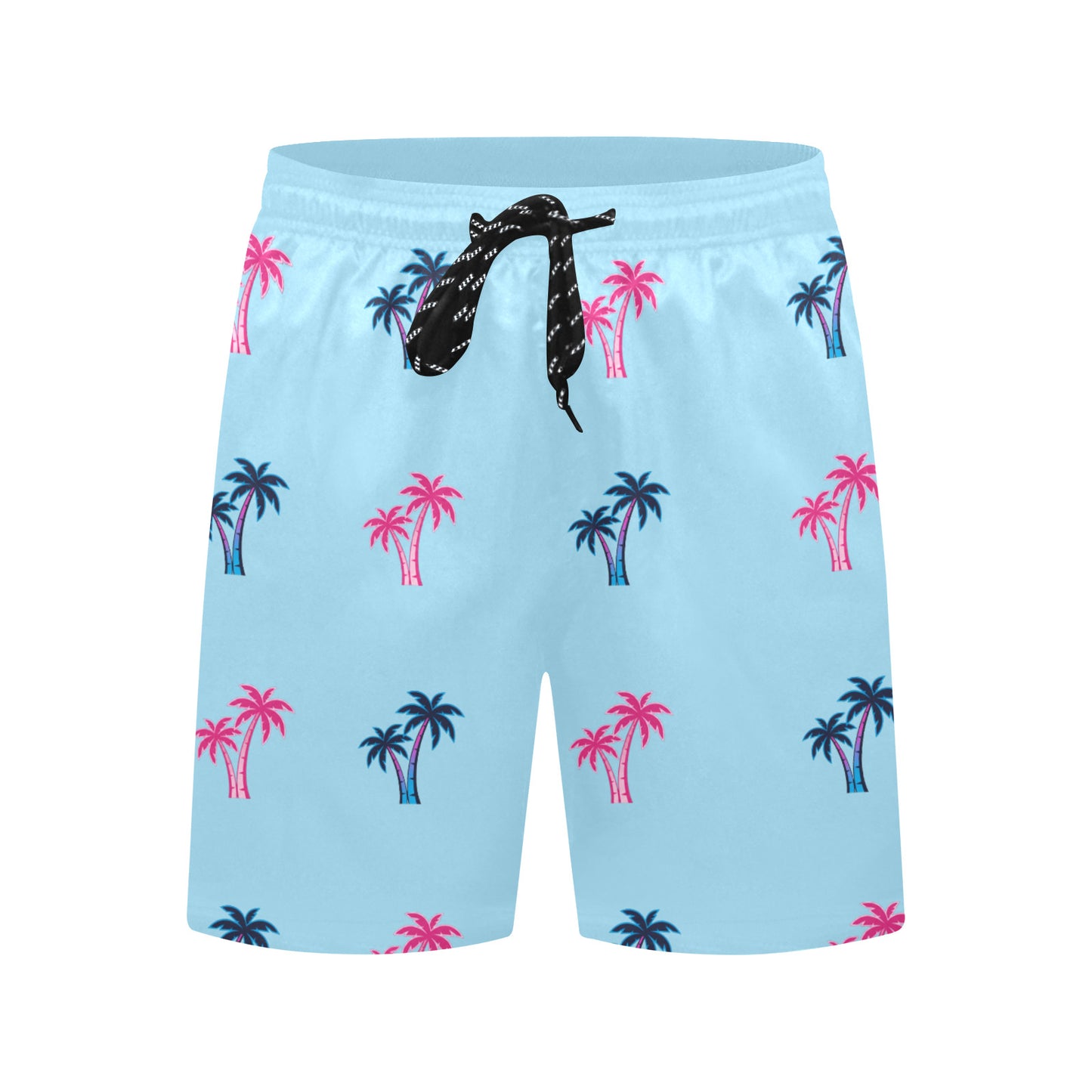 Neon Cotton Candy Pink and Blue Palm Trees Beach Shorts for Men