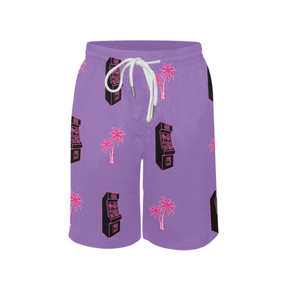 Retro Neon Palm Tree Arcade Shorts for Boys