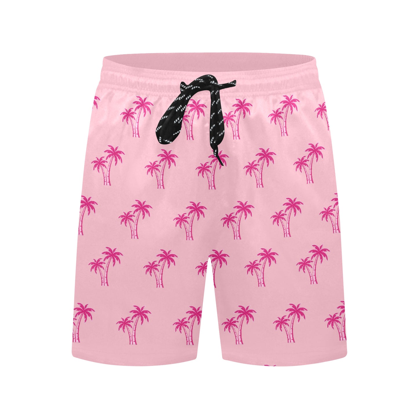Neon Cotton Candy Pink Palm Tree Beach Shorts for Men