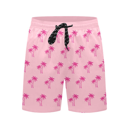 Neon Cotton Candy Pink Palm Tree Beach Shorts for Men
