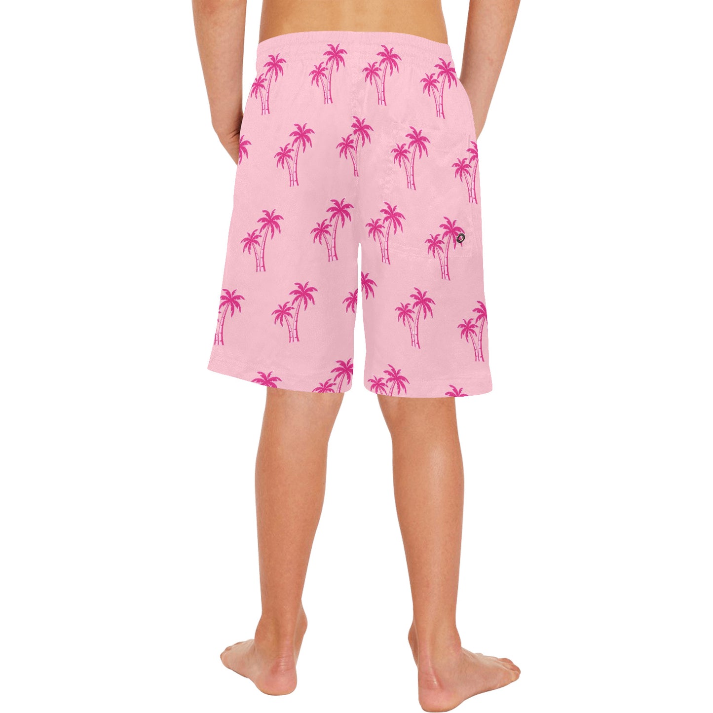 Neon Cotton Candy Pink Palm Tree Beach Shorts for Boys