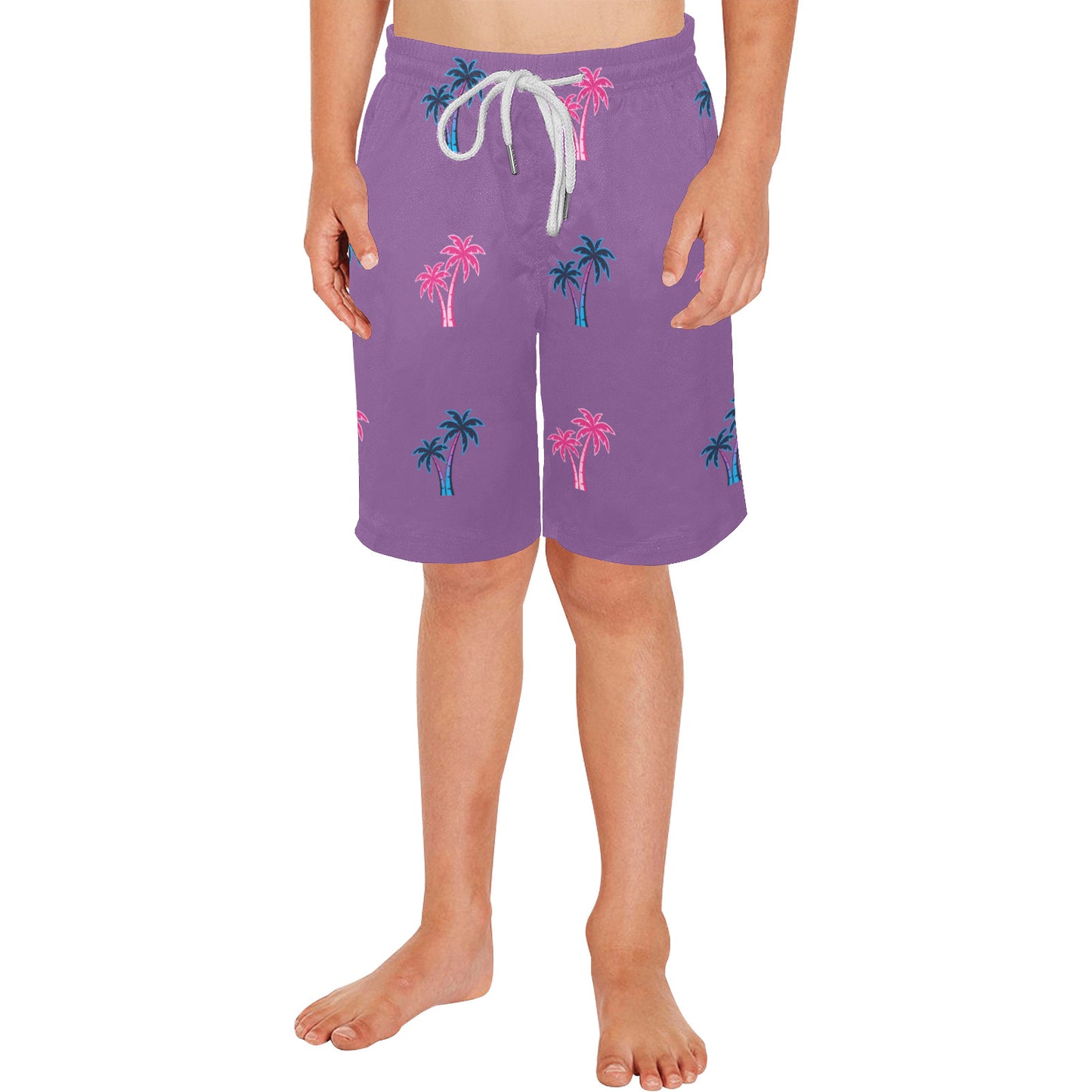 Neon Cotton Candy Pink and Blue Palm Tree Shorts for Boys